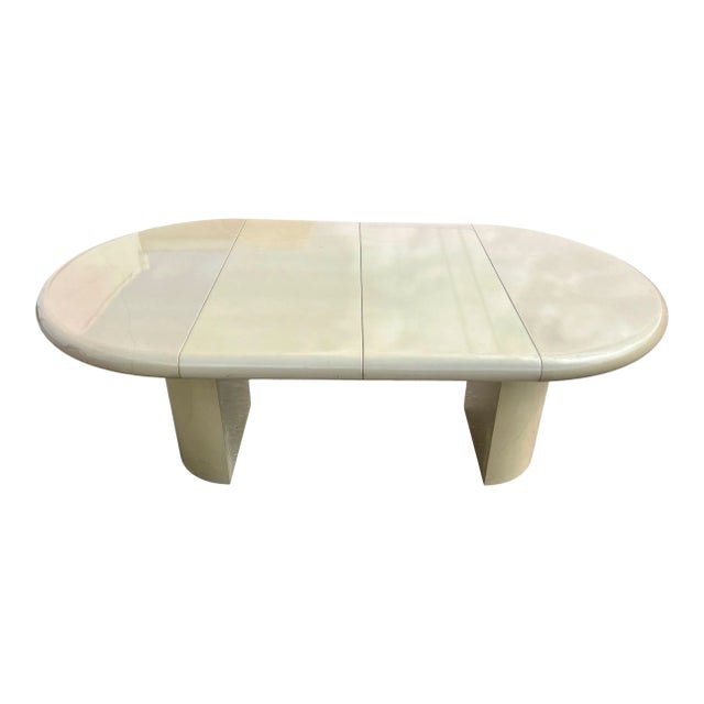 Karl Springer 1970s Karl Springer Style Goatskin Extending Dining Room Table For Sale - Image 4 of 6