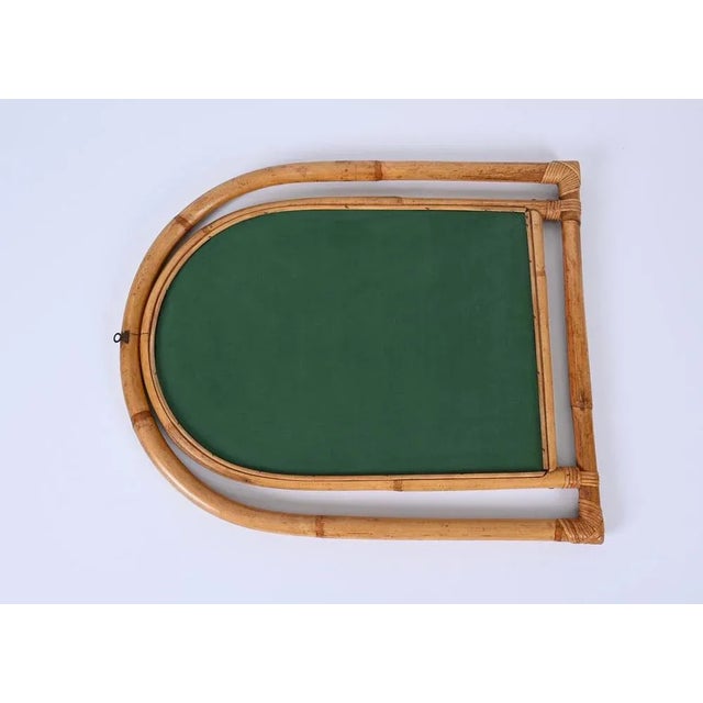 1970s Mid-Century Italian Arch Mirror with Double Bamboo and Rattan Frame, 1970s For Sale - Image 5 of 13