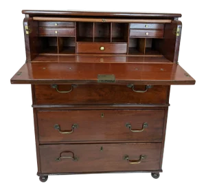 19th C George III Campaign Chest Secretaire