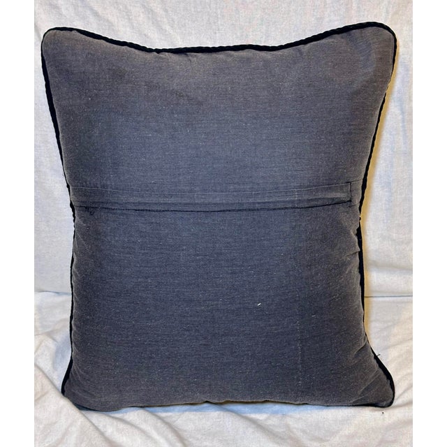 1990s Handwoven Kilim Textile Accent Pillow – Geometric Tribal Design, Down Insert For Sale - Image 5 of 10