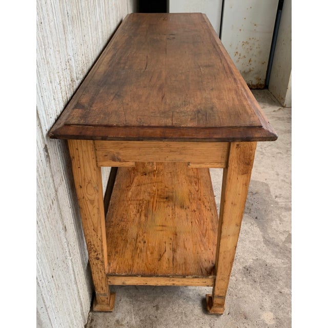 Early 20th Spanish Mobila Country Farm Table or Butcher Block For Sale - Image 4 of 10