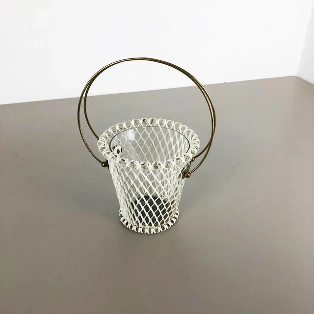 Article: modernist metal planter pot vase Description: This original modernist plant pot vase was produced in the 1960s in...