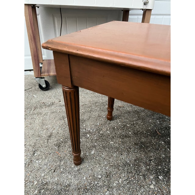 Neoclassical 1970s Petite Bench With Neoclassical Fluted Legs For Sale - Image 3 of 5