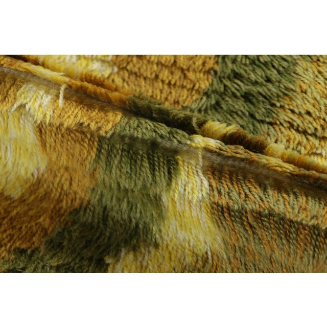 Textile Vintage Swedish Rya Rug With Green-Yellow Botanical Paisley Design - Rug & Kilim For Sale - Image 7 of 9