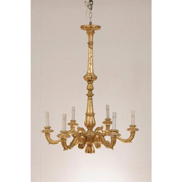 Early 20th Century Italian Gilded Gold Colored Six-Light Chandelier For Sale - Image 4 of 9