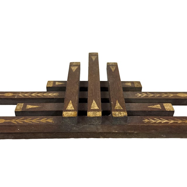 Antique 1900s Large Geometric Decorated Folk Art Wood Picture Frame - Adirondack Eastlake Style W/ Gold Painted Arrow Motif - 24.5" X 23.75" For Sale - Image 12 of 16