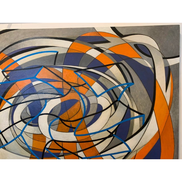 Mid 20th Century Geometric Abstract Oil on Canvas For Sale In South Bend - Image 6 of 10