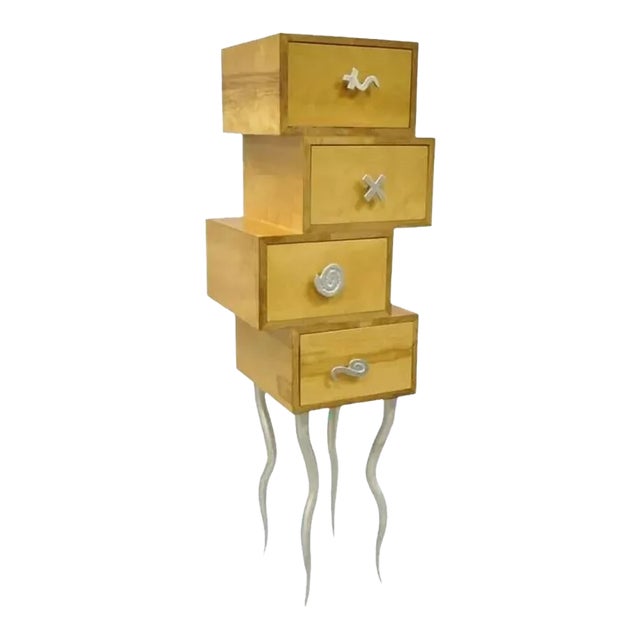 Late 20th Century Trout Studios Grisette Cabinet Birch Wood Aluminum Post Modern Chest of Drawers For Sale