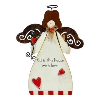 1990s Vintage Boho Chic Arts & Crafts Valentine Angel - Bless House For Sale
