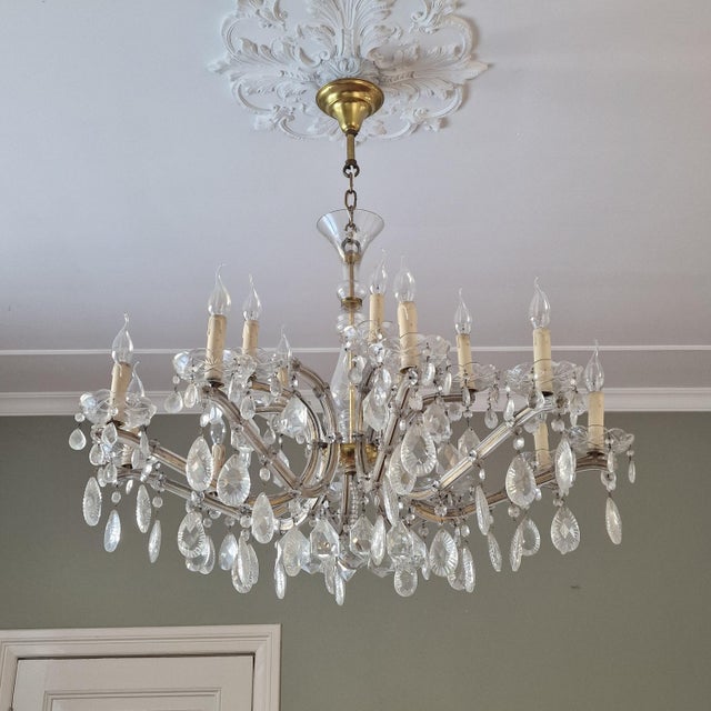 Large French Crystal Chandelier, 1930s For Sale - Image 6 of 15