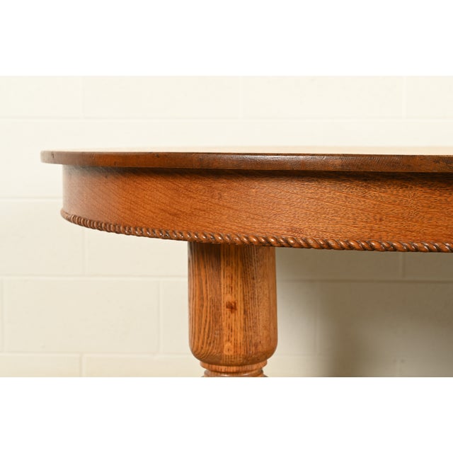 R. J. Horner Style Antique Victorian Carved Oak Extension Dining Table, Circa 1890s For Sale - Image 10 of 15