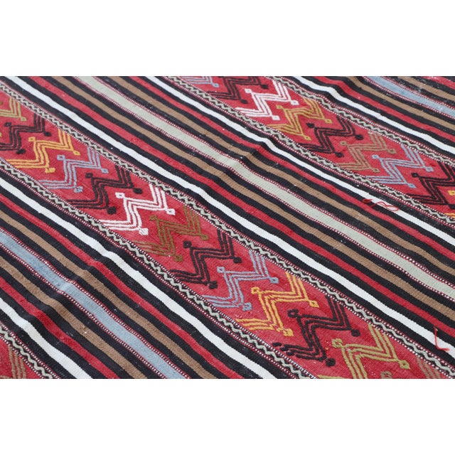 1970s Cabin Style Stripe Design Handmade Oushak Kilim Rug For Sale In Sacramento - Image 6 of 12