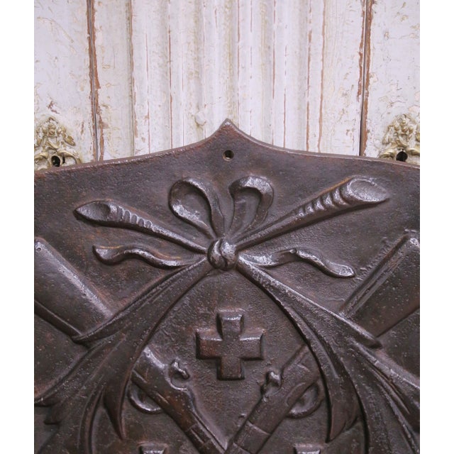 French 19th Century French Cast Iron Heraldic Wall Hanging Shield Plaque For Sale - Image 3 of 6