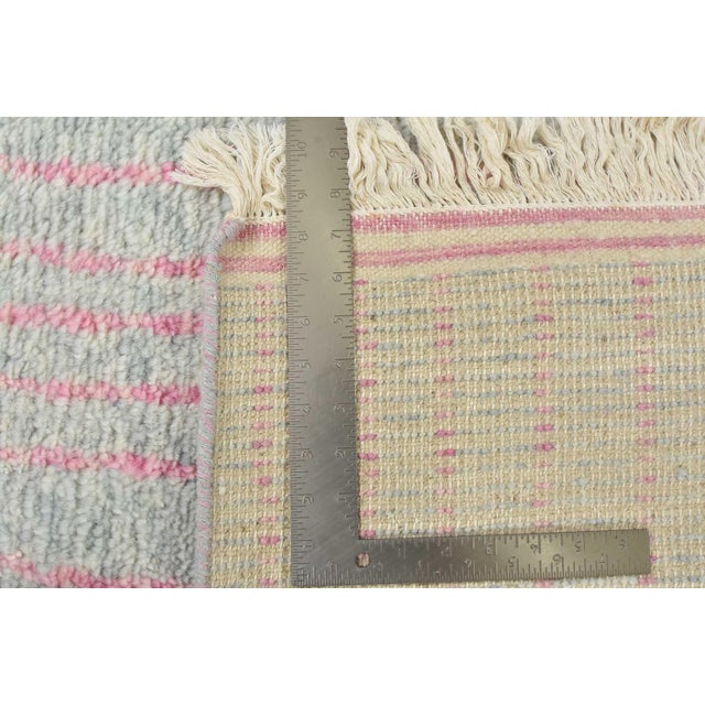 Moroccan Rug 9'1'' X 11'11'' Ivory Wool Contemporary Hand-Knotted Carpet For Sale - Image 12 of 12