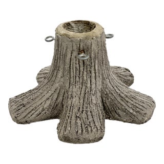 Antique 1920s French Faux Bois Concrete Stump Cement Christmas Tree Stand For Sale