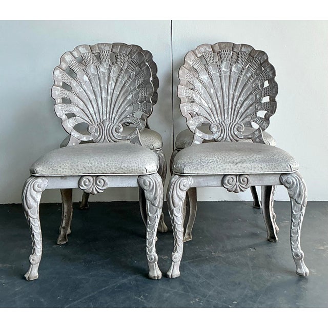 Vintage Coastal Cast Aluminum Grotto Dining Chairs - Set of 4 For Sale - Image 11 of 12