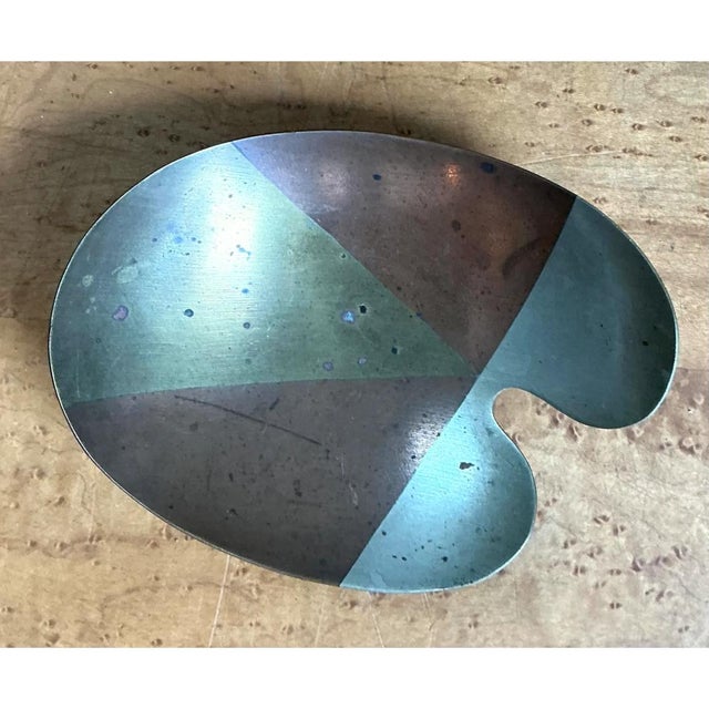 Metal Vintage Abstract Metal Palette Bowl For Sale - Image 7 of 12