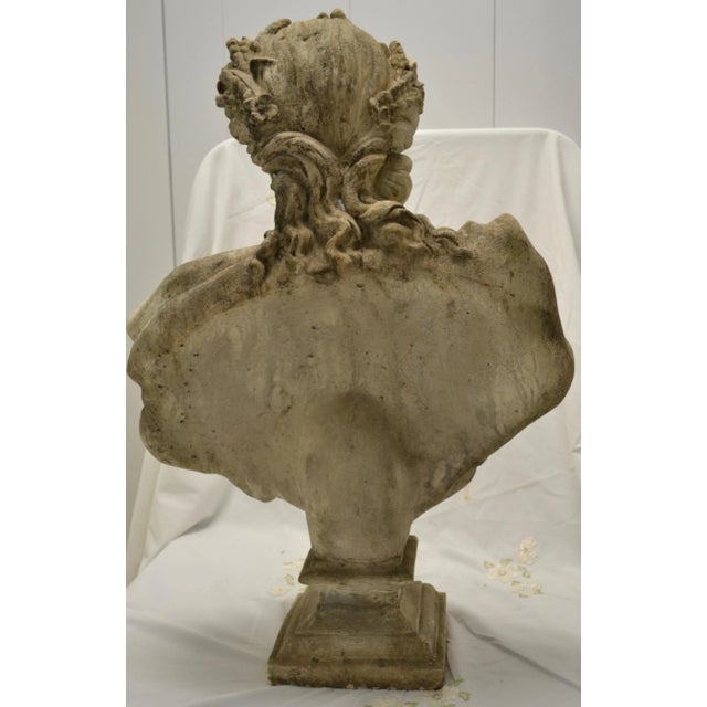 Stone Gray 19th Century Stone Bust on Pedestal For Sale - Image 8 of 9
