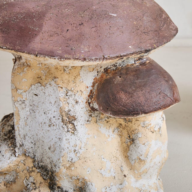 French Brown + Ivory Concrete Mushroom Garden Sculpture, 1960s For Sale - Image 11 of 18