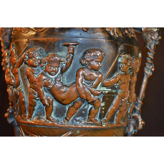 French Napoleon III Bronze Putti Urn Table Lamp by Léopold Oudry, 1870 For Sale - Image 4 of 18