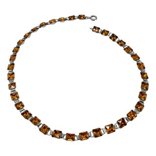 Art Deco Orange Square Cut Paste Choker, 1920s For Sale