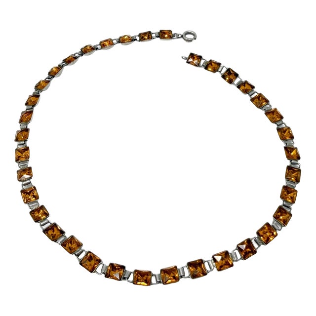 Art Deco Orange Square Cut Paste Choker, 1920s For Sale