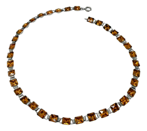 Art Deco Orange Square Cut Paste Choker, 1920s