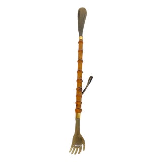 Faux Bamboo Shoe Horn with Metal and Brass Ornaments, France, 1970s For Sale