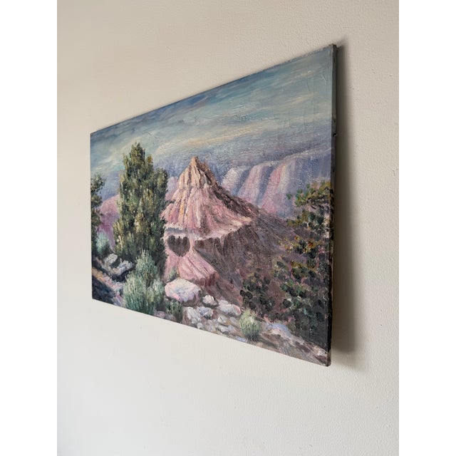 1970’s Vintage Impressionist Desert Landscape Oil on Canvas Painting, Signed, Unframed For Sale - Image 4 of 11