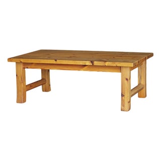 Mid-Century Rectangular Pine Coffee Table by Uno & Östen Kristiansson, 1970s For Sale