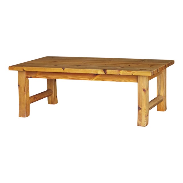 Mid-Century Rectangular Pine Coffee Table by Uno & Östen Kristiansson, 1970s For Sale