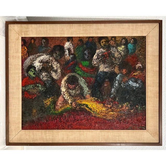 Red Miguel Angel Aybar Llauca, Peruvian Expressionist Oil Painting Miguel Aybar Modernist Latin American Art For Sale - Image 8 of 8