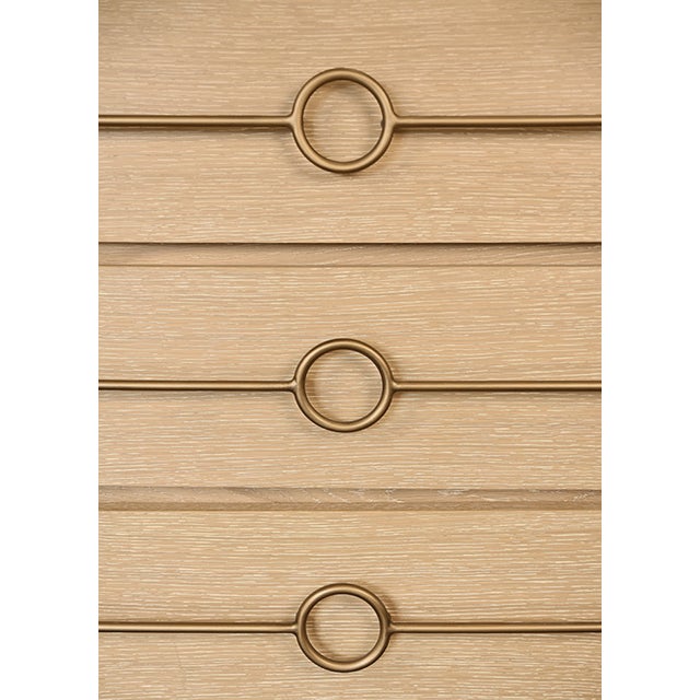Tan Matthew Izzo Home Roderick Cerused Oak Three Drawer Chest With Brass Accents For Sale - Image 8 of 9