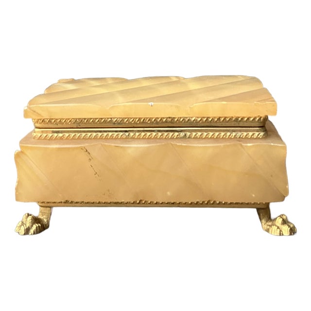 Vintage Quilted Onyx Box For Sale