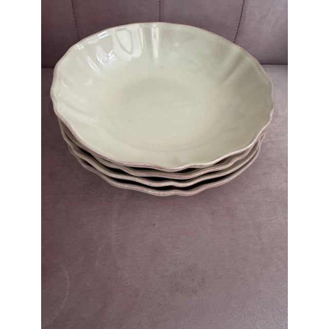 Cream Vintage Portuguese Stoneware Scalloped Serving Bowls/Cream Glazed/Oven & Microwave Safe Set of 4 For Sale - Image 8 of 10