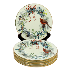 1990s Lenox “ Winter Greetings” Side Plates ~ Set of 6