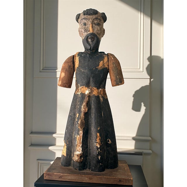 Late 19th Century Spanish Colonial Tradition Polychrome Devotional Figure or Santos For Sale - Image 4 of 15