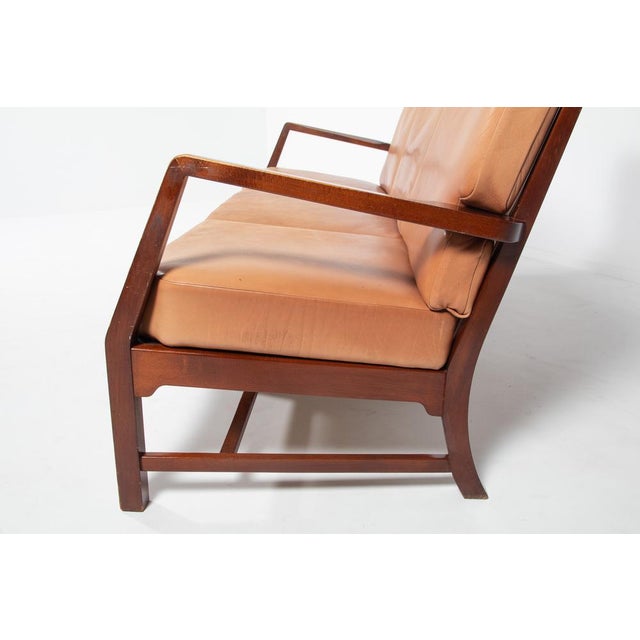 Brown Danish 3-Seat Sofa with Cognac Leather Cushions For Sale - Image 8 of 18