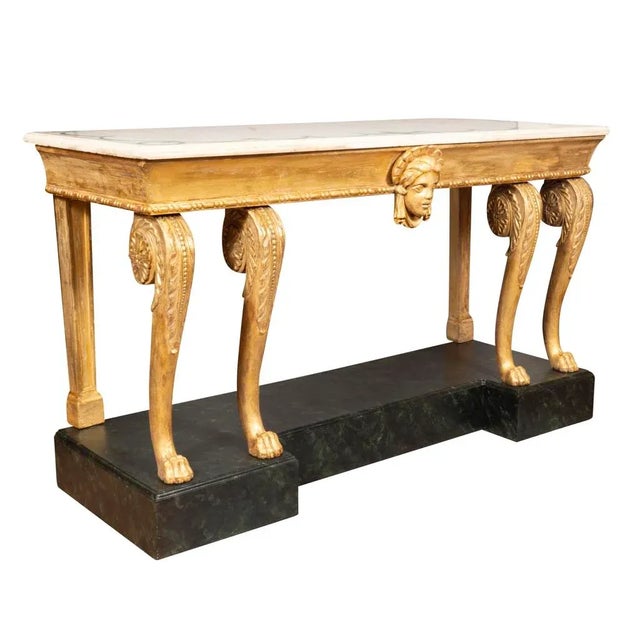 Early 19th Century Irish Regency Giltwood and Faux Painted Console Table For Sale - Image 5 of 12