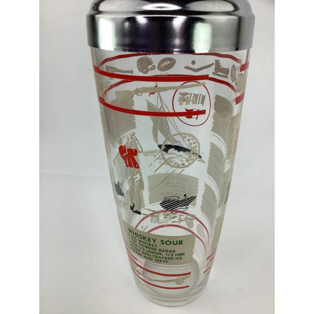 Mid-Century Modern Vintage Hazel Atlas Sports Themed Recipe Cocktail Shaker For Sale - Image 3 of 6