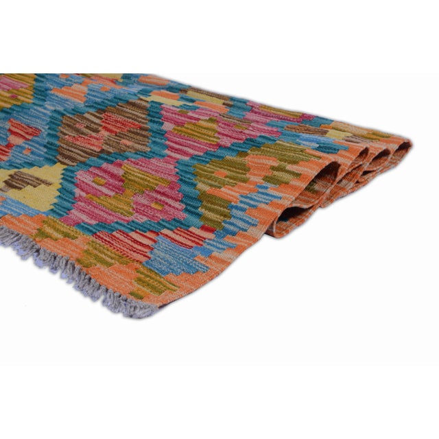 Modern Modern Moroccan Style Hand Woven Colorful Kilim 3'1"x4'8" For Sale - Image 3 of 4