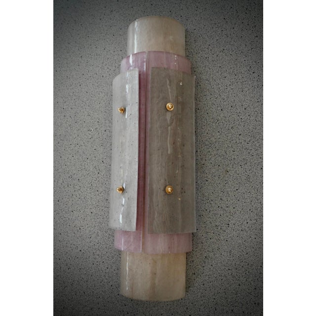 Metal Pink Murano Art Glass and Brass Wall Light, 2000s For Sale - Image 7 of 10