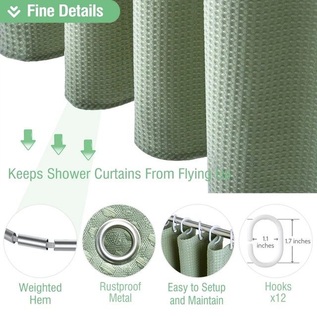 Dynamene Sage Green Shower Curtai For Sale - Image 4 of 6