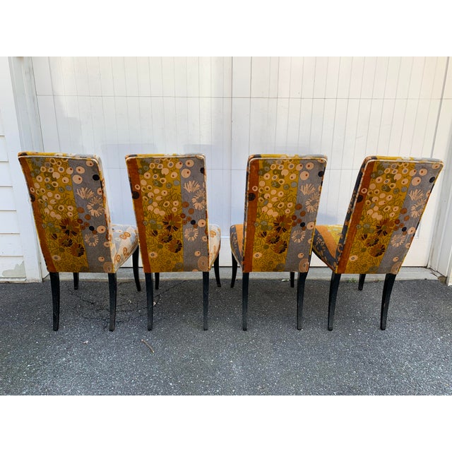 Mid-Century Modern Jack Lenor Larsen "Primavera Velvet" Dining Chairs - Set of 4 For Sale - Image 3 of 12