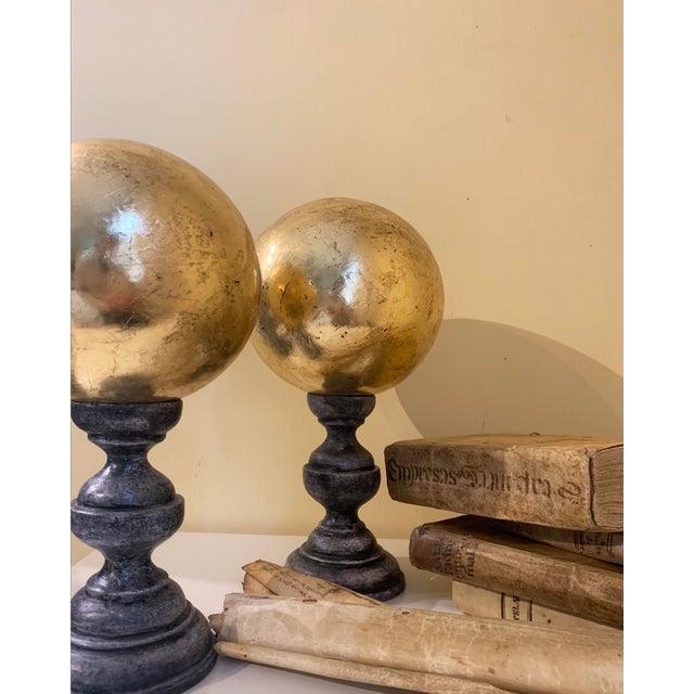 Wood Late 20th Century Golden Sphere Decorative Sculpture For Sale - Image 7 of 7
