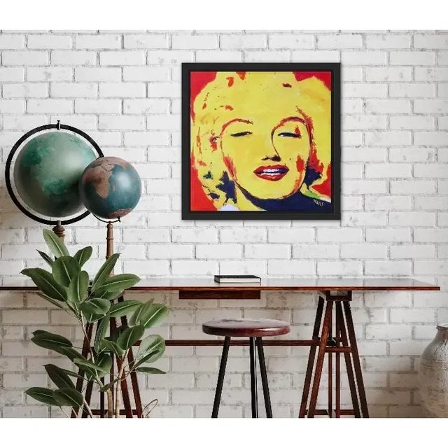 Original Pop Art Yellow and Red Portrait Oil Painting For Sale In Reno/Lake Tahoe - Image 6 of 12