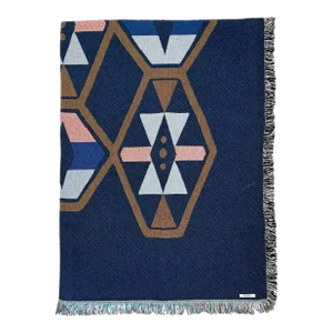 Rousseau Loom Woven Cotton Throw Blanket, Sixteen Geometric Multicolor