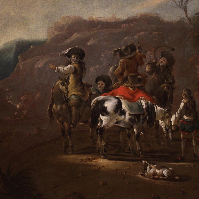 Flemish Artist, Hunting Scene, 1660, Oil on Canvas For Sale - Image 14 of 16