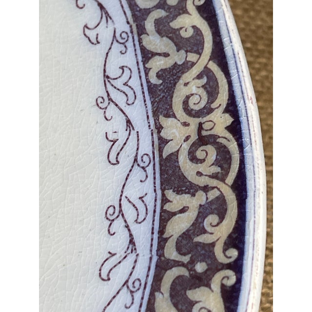 Purple 1850s Century Elsmore & Forster Vaquero Ironstone 18.5" Oval Serving Plater For Sale - Image 8 of 14