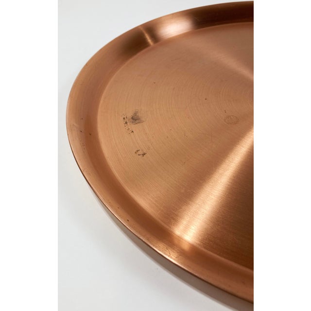 Vintage Large Round Copper Serving Tray For Sale - Image 4 of 5